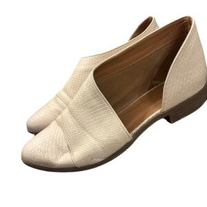 Cream Textured Old Money Boho D’Orsay Slip-On Pointy Flats Size 7